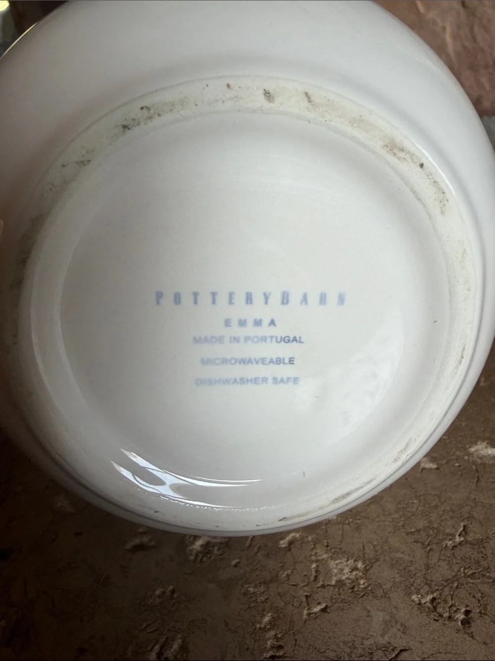 Pottery Barn Cream Earthenware Teapot with Beaded Rim Made in Portugal